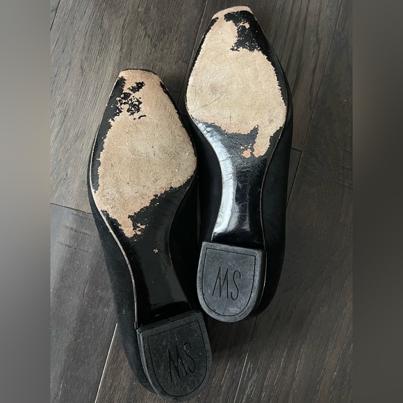 STUART WEITZMAN BLACK BEGET RHINESTONE SLIP ON FLAT PUMP LOW HEELS Size 8 - Picture 5 of 6